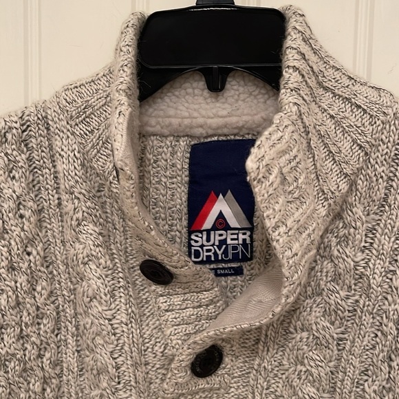 Super dry JPN wool blend women’s sz S heavy cable knit gray heather sweater - Picture 4 of 17